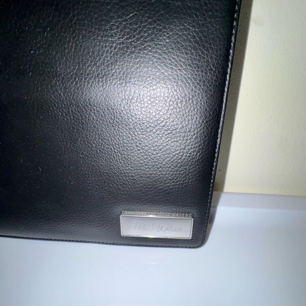 Personalized "Ms. Wilson" Black Leather Document Portfolio - Picture 2 of 6
